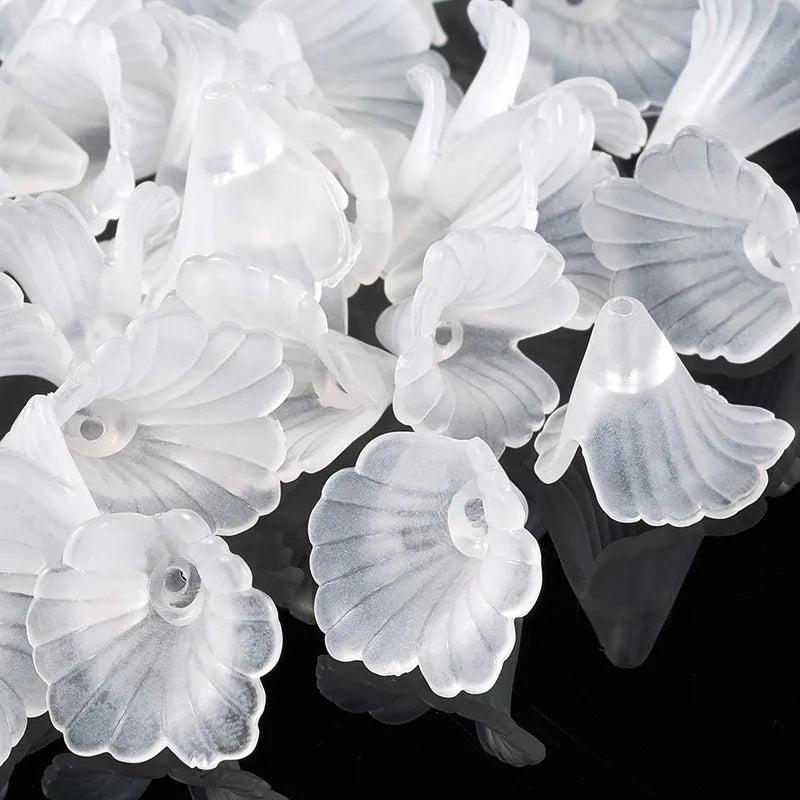 20pcs Mixed Flower Acrylic Spacer Beads Frosted for Jewelry Making 19x18x17mm