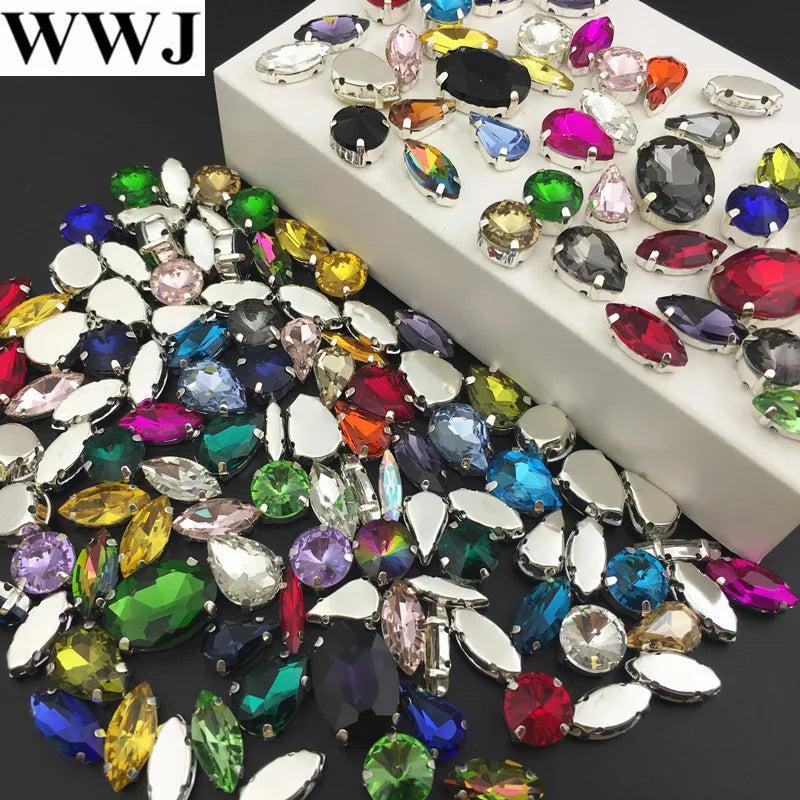 50pcs Mix Sew On Stones Glass Crystal Beads for Jewelry Dress Decoration