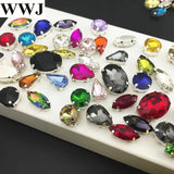 50pcs Mix Sew On Stones Glass Crystal Beads for Jewelry Dress Decoration
