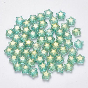100pcs Star Shape Glass Beads Spray Painted 8x8.5mm