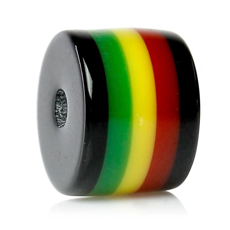 100 Resin Spacer Beads Cylinder Multicolor Stripe Pattern 8x6mm