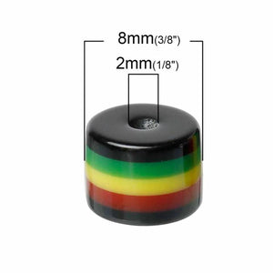 100 Resin Spacer Beads Cylinder Multicolor Stripe Pattern 8x6mm