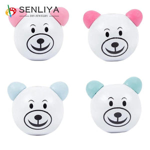 10Pcs DIY Cartoon Animal Smiling Face Wood Beads for Kids Crafts