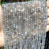 Faceted Gray Labradorite Stone Round Loose Spacer Bead 15''