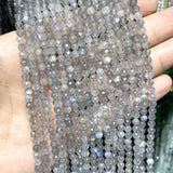 Faceted Gray Labradorite Stone Round Loose Spacer Bead 15''