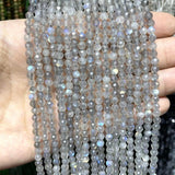 Faceted Gray Labradorite Stone Round Loose Spacer Bead 15''