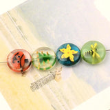 14MM Flat Round Lampwork Glass Beads Spacer Loose Beads for Jewelry Making