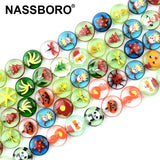 14MM Flat Round Lampwork Glass Beads Spacer Loose Beads for Jewelry Making