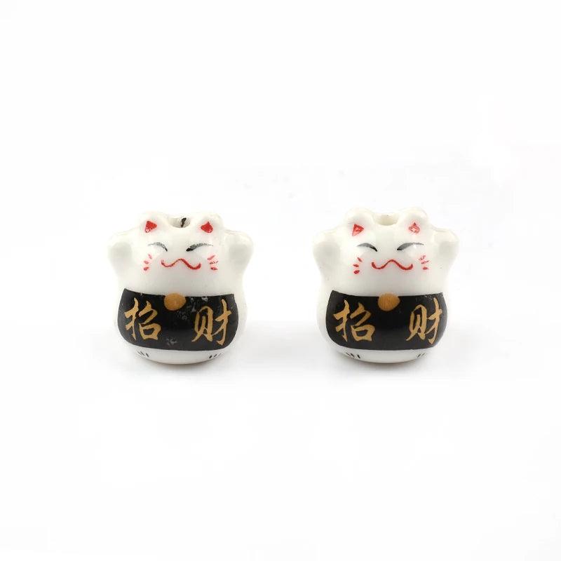 Lucky Cat Ceramic Beads for Jewelry Making