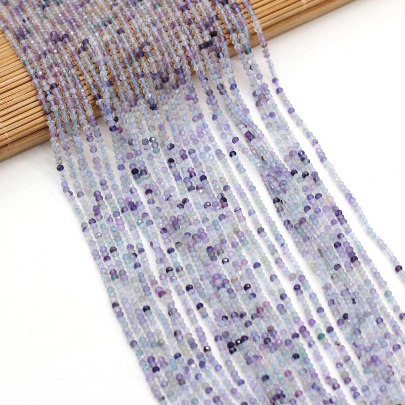 Natural Stone Fluorite Beads Small Faceted Round Bead for Jewelry Making