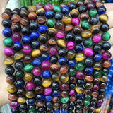Multicolor Tiger Eye Round Loose Spacer Beads 4 6 8 10 12mm DIY Bracelet