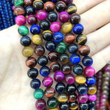 Multicolor Tiger Eye Round Loose Spacer Beads 4 6 8 10 12mm DIY Bracelet