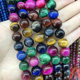 Multicolor Tiger Eye Round Loose Spacer Beads 4 6 8 10 12mm DIY Bracelet