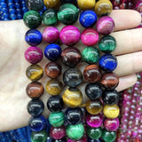 Multicolor Tiger Eye Round Loose Spacer Beads 4 6 8 10 12mm DIY Bracelet