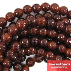 10mm Coffee Round Glass Loose Beads for Jewelry Making - 80pcs Per Strand