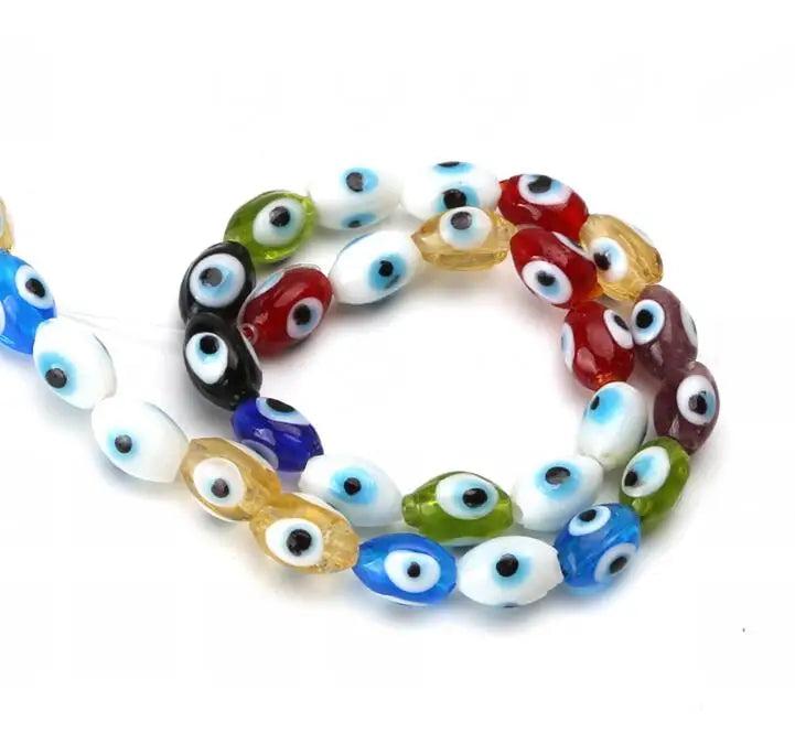 31pcs Evil Eye Beads Strand Lampwork Glass Beads for DIY Jewelry Making