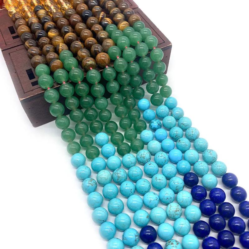 7 Chakras Loose Beads Strand 6-10mm Round Shape Semi-precious Stone DIY