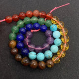 7 Chakras Loose Beads Strand 6-10mm Round Shape Semi-precious Stone DIY