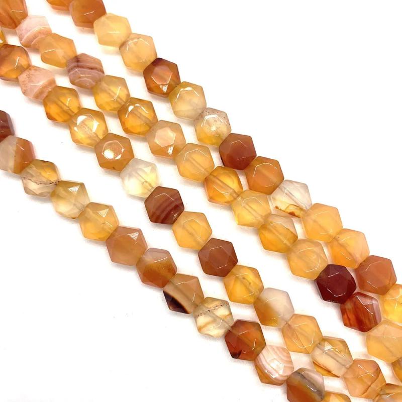 Natural Stone Colored Hexagon Beads for DIY Jewelry Making