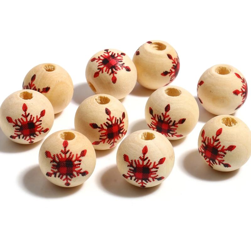 16mm Wood Christmas Elk Tree Spacer Beads DIY Bracelet Jewelry Making