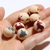 16mm Wood Christmas Elk Tree Spacer Beads DIY Bracelet Jewelry Making