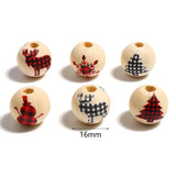 16mm Wood Christmas Elk Tree Spacer Beads DIY Bracelet Jewelry Making