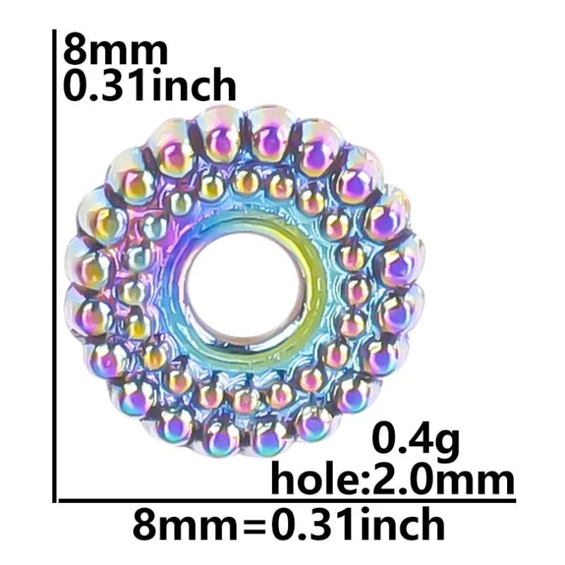20pcs Alloy Gear Hole Beads 8mm Rainbow DIY Jewelry Bracelet Necklace