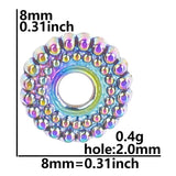 20pcs Alloy Gear Hole Beads 8mm Rainbow DIY Jewelry Bracelet Necklace