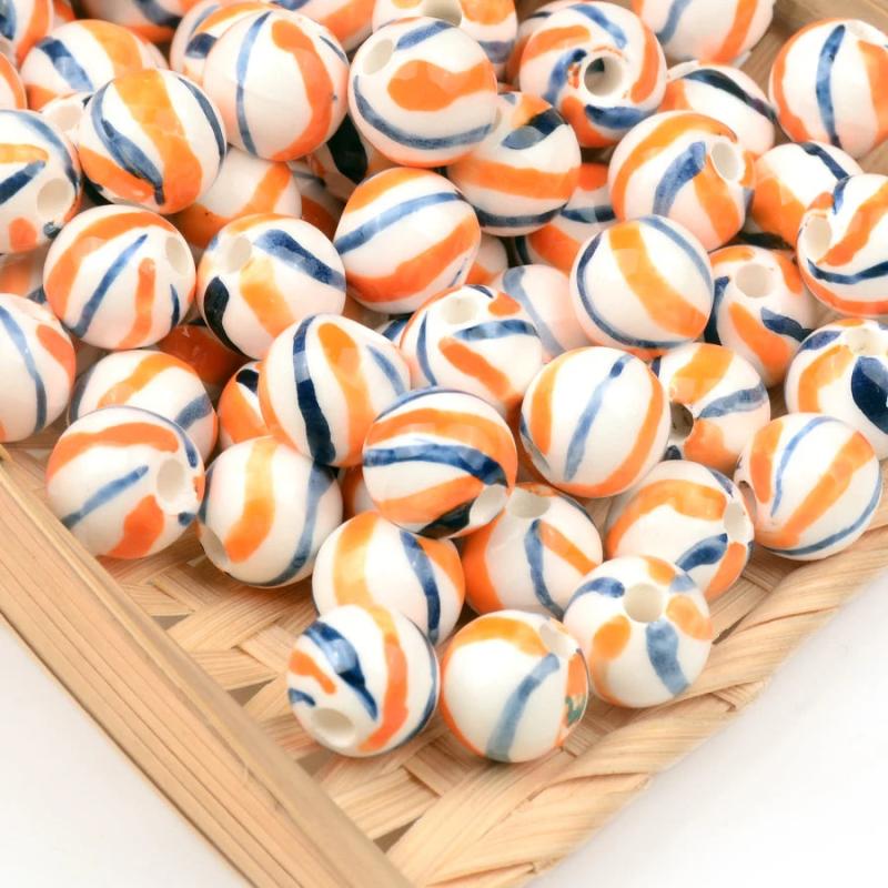 10mm Hand-painted Water Textured Ceramic Beads for DIY Earrings Bracelet