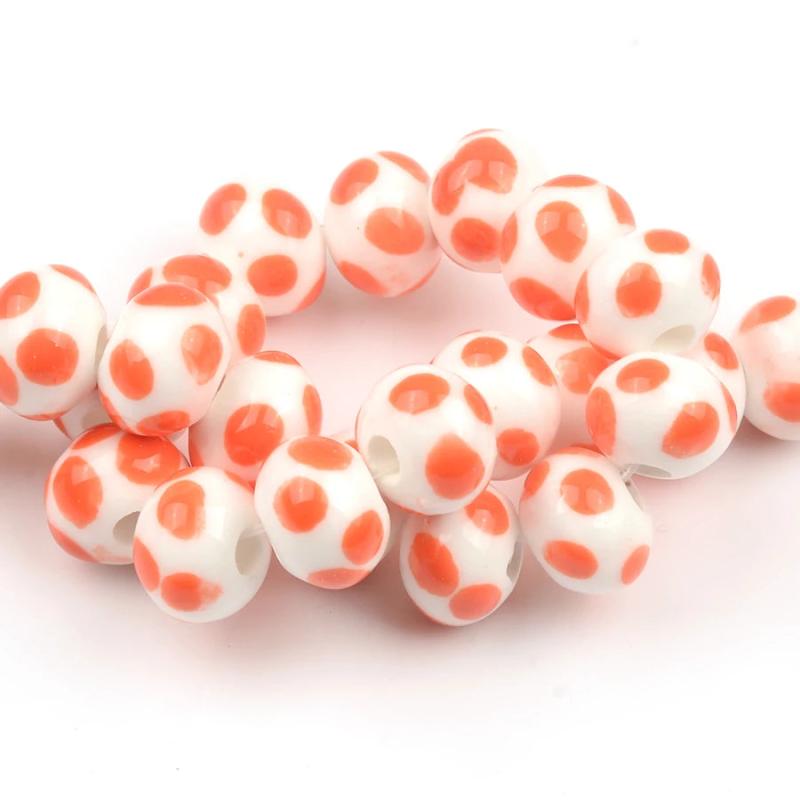 12mm Ceramic Beads Football Speckle Earrings Bracelet DIY Jewelry Making