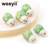 Hand-painted Tortoise Ceramic Beads for Jewelry Making
