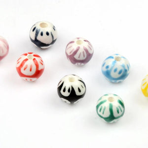 10mm Hand-painted Ceramic Beads for Jewelry Making DIY