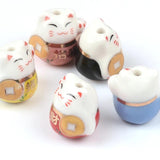 18mm Ceramic Lucky Cat DIY Ornament Beads for Jewelry Making