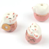 18mm Ceramic Lucky Cat DIY Ornament Beads for Jewelry Making