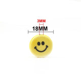 5pcs Smiley Ceramic Beads Yellow 18mm Flat Round DIY Jewelry Making Girl