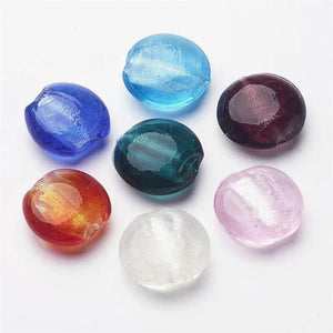 10pcs Mixed Glass Beads Flat Round for Jewelry Making DIY Bracelet Necklace