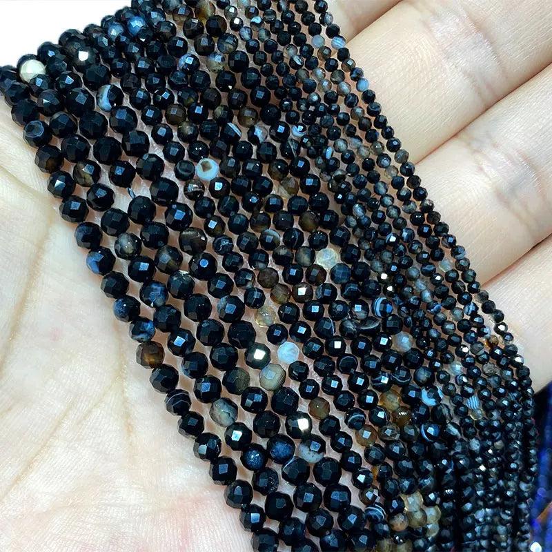 Natural Agates Faceted Round Beads 2MM-4MM