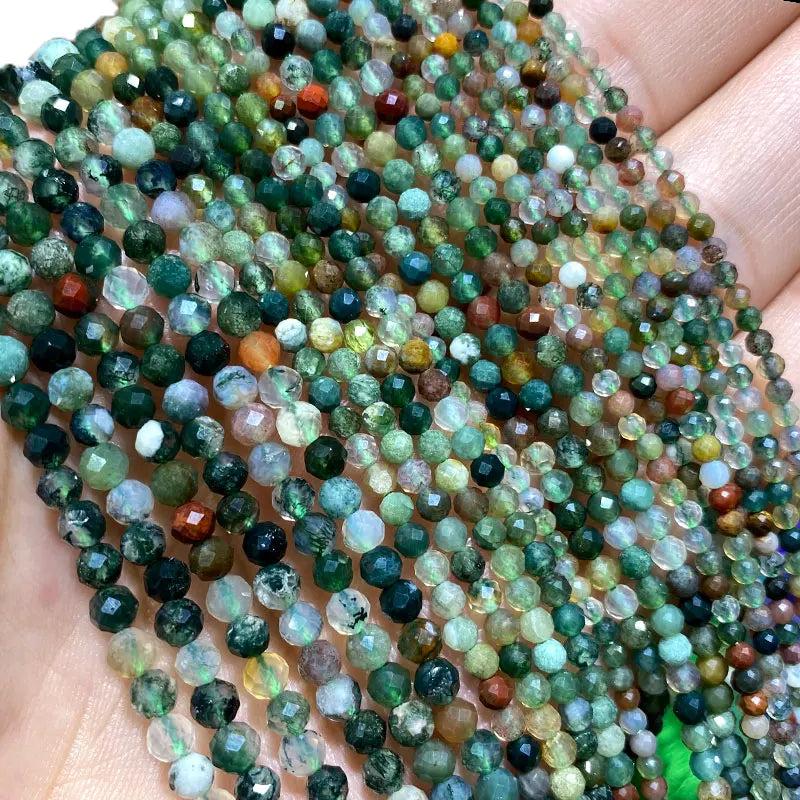 100% Natural Gem Stone Agates Faceted Round Beads Jewelry Making DIY 2MM 3MM 4MM