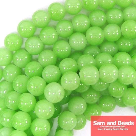10mm Green Glass Beads for Jewelry Making 80pcs Per Strand