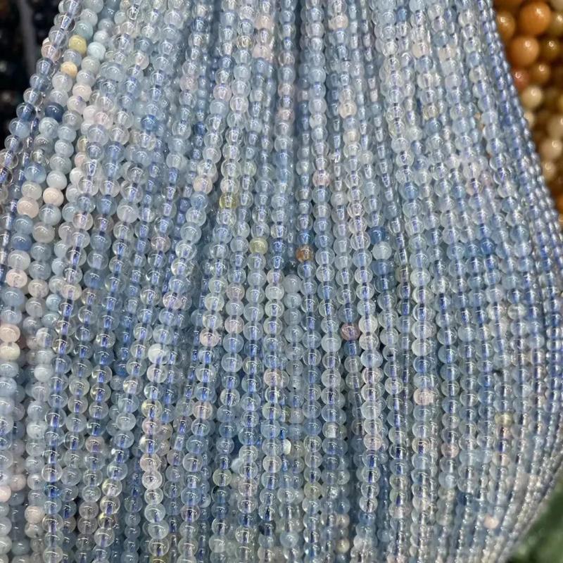 Aquamarine Seed Beads Round Loose Natural Stone Crystal Bead