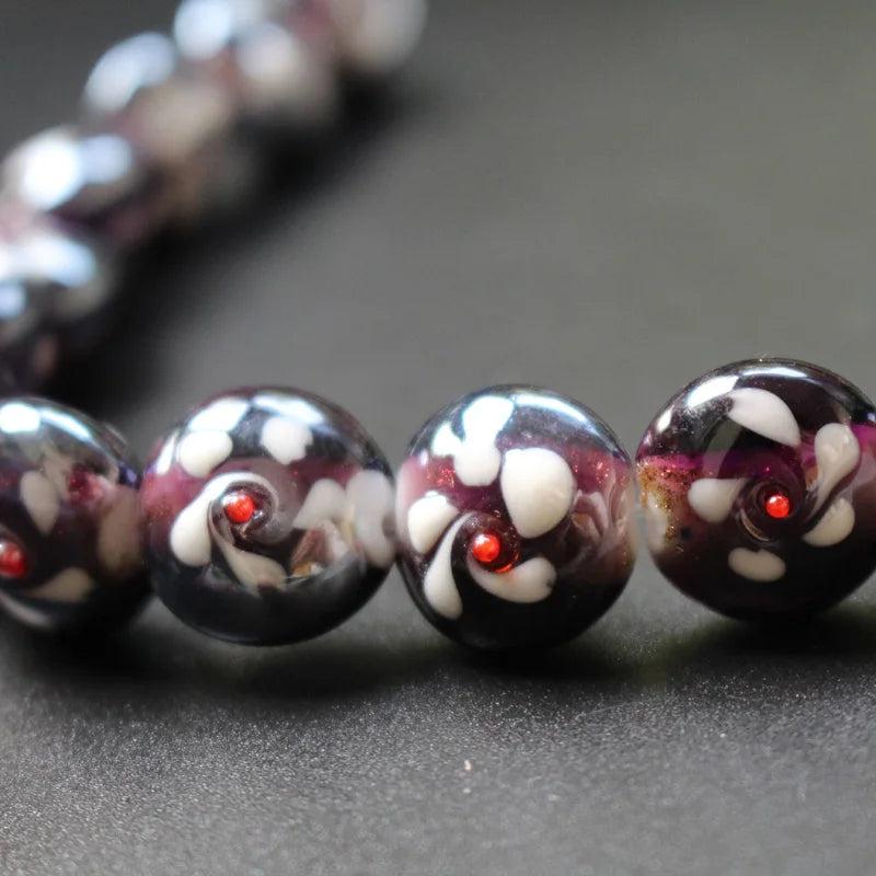 20pcs 16mm Dark Purple Lampwork Glass Flower Beads Charms