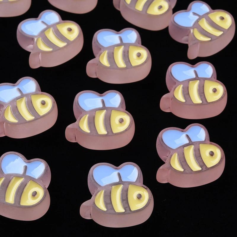 10pcs Frosted Acrylic Spacer Beads - Enamel Bee Beads for Jewelry Making DIY