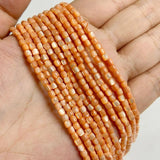 Orange Shell Beads 3mm Freshwater Mother of Pearl 15''