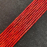 Natural Red Coral Round Tube Spacer Beads for Jewelry Making