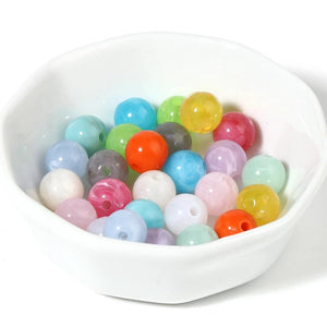 100PCs 10mm Acrylic Beads Multicolor Spacer DIY Jewelry