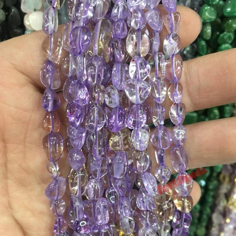 Pretty Purple Yellow Ametrine Loose Beads Natural Stone 15''