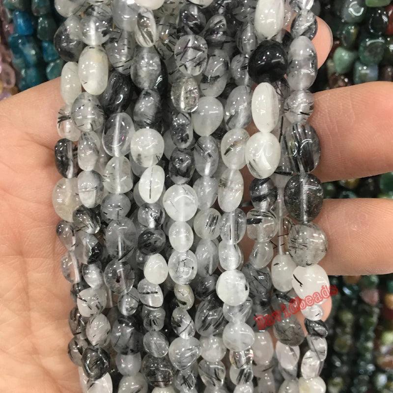 Irregular Rutilated Quartz Loose Beads - Natural Stone Beads for Jewelry Making