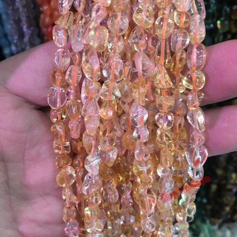 6-8mm Irregular Yellow Citrine Quartz Loose Beads Natural Shaped Stone Beads