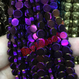 Hematite Hexagon Spacer Beads 6mm Purple Rainbow Silver Plated