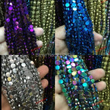 Hematite Hexagon Spacer Beads 6mm Purple Rainbow Silver Plated